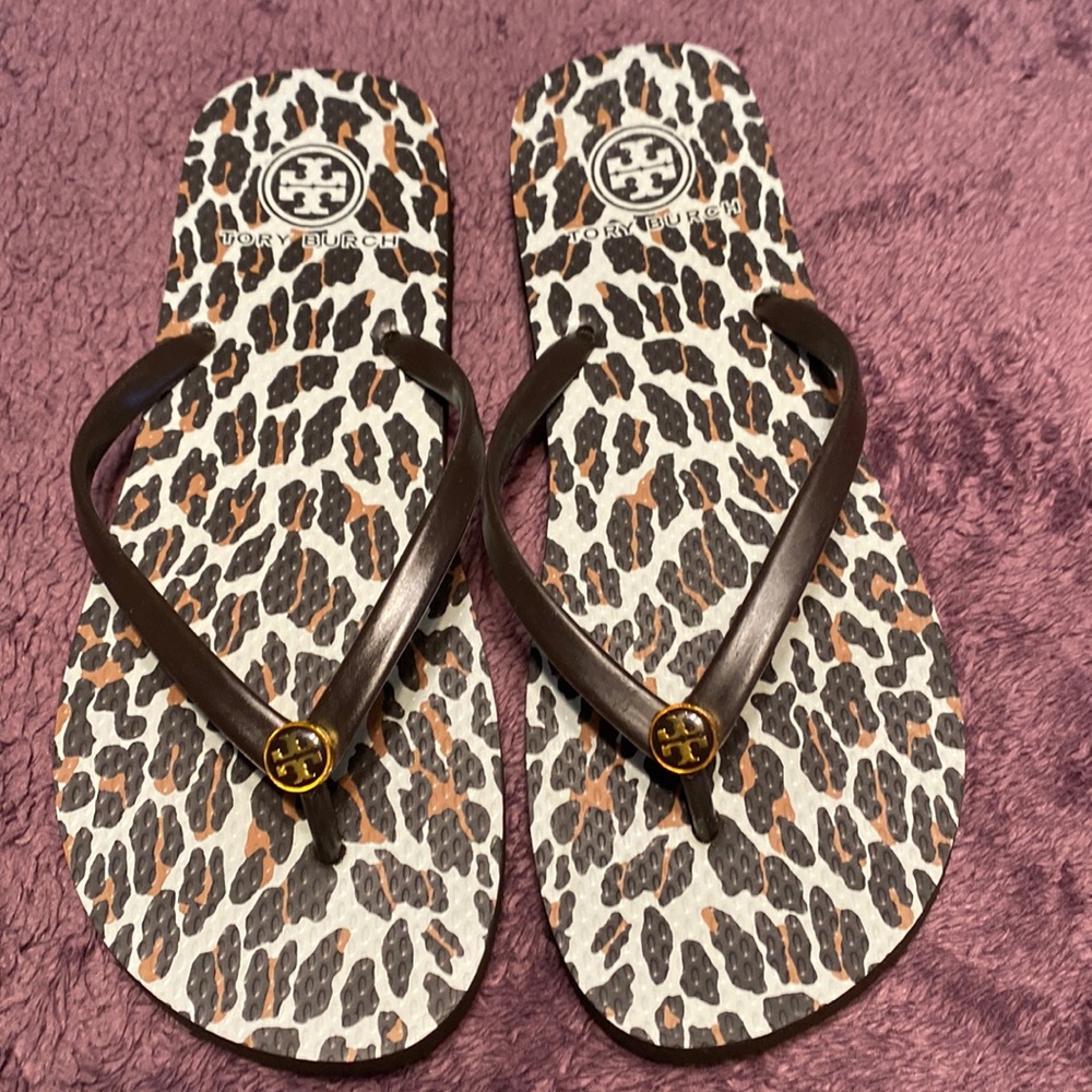 Tory Burch Leopard Print Flip Flops